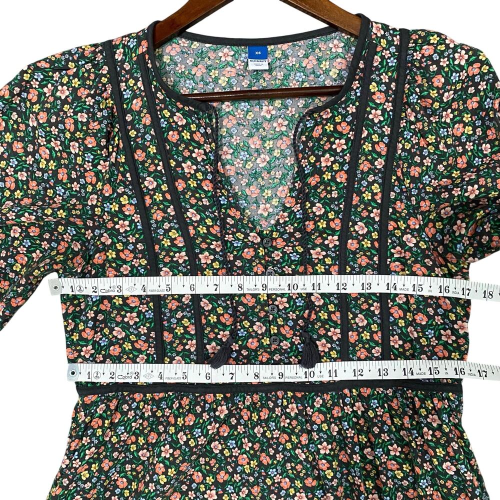 Old Navy Floral Maxi Dress Puff Sleeve Boho Cottagecore Pockets XS - Picture 7 of 10